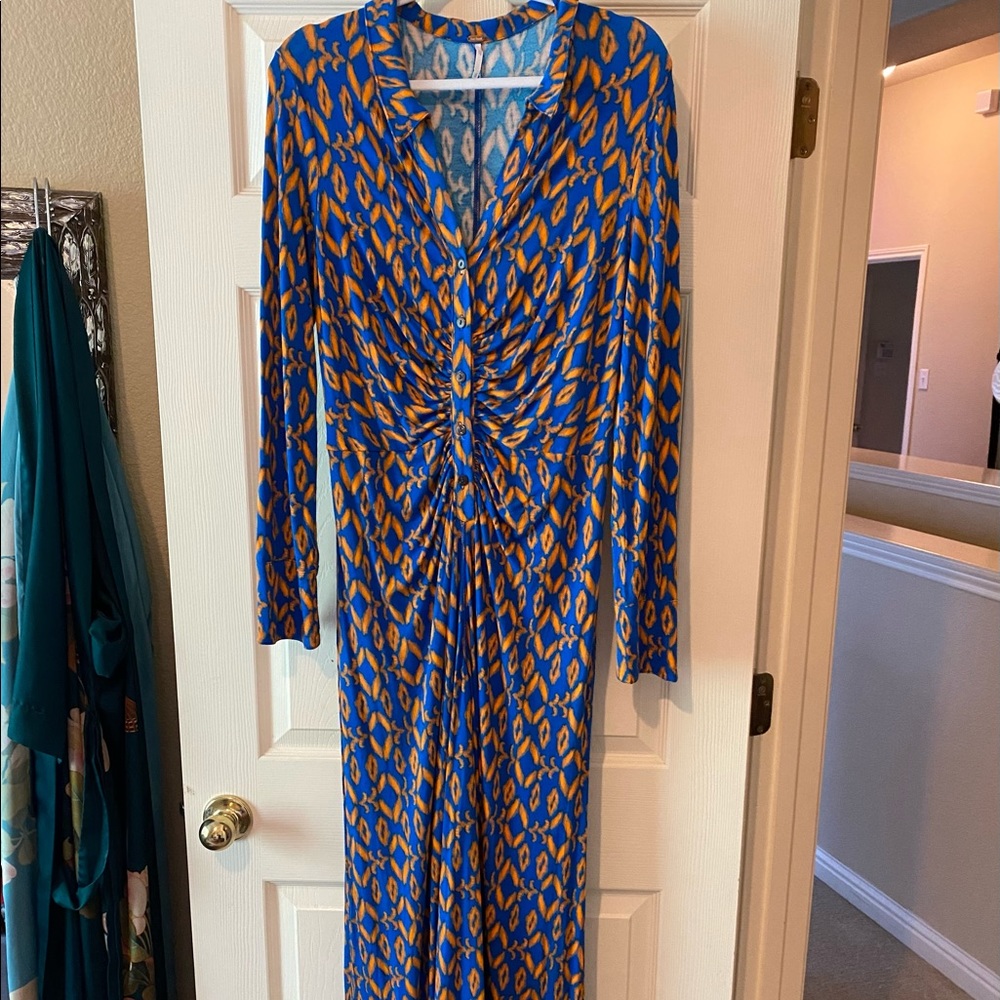 Free People Jumpsuit Blue & Orange